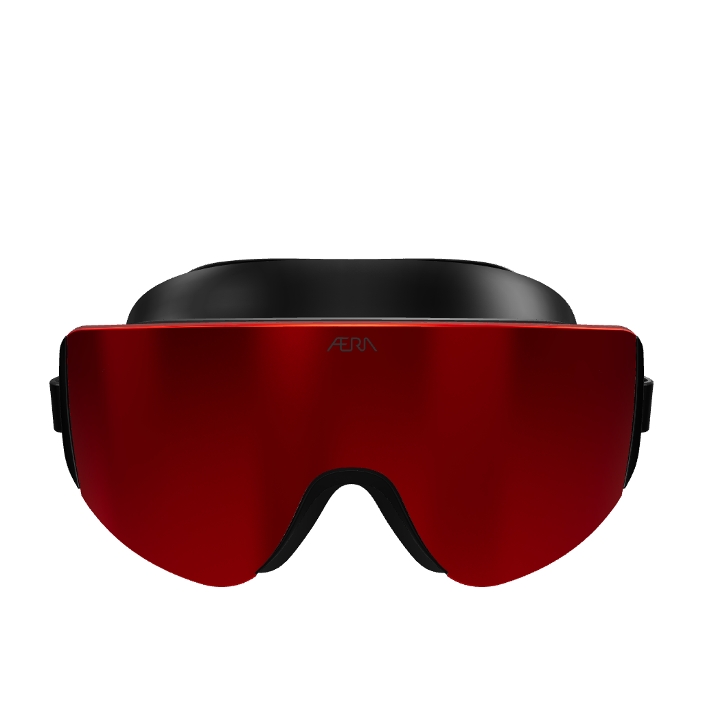 3D model of ÆRA Sports Fire swim goggles, showcasing sleek design and high-performance lenses from all angles.