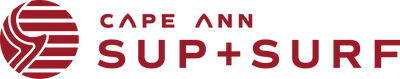 Cape Ann SUP+Surf logo with red and white design