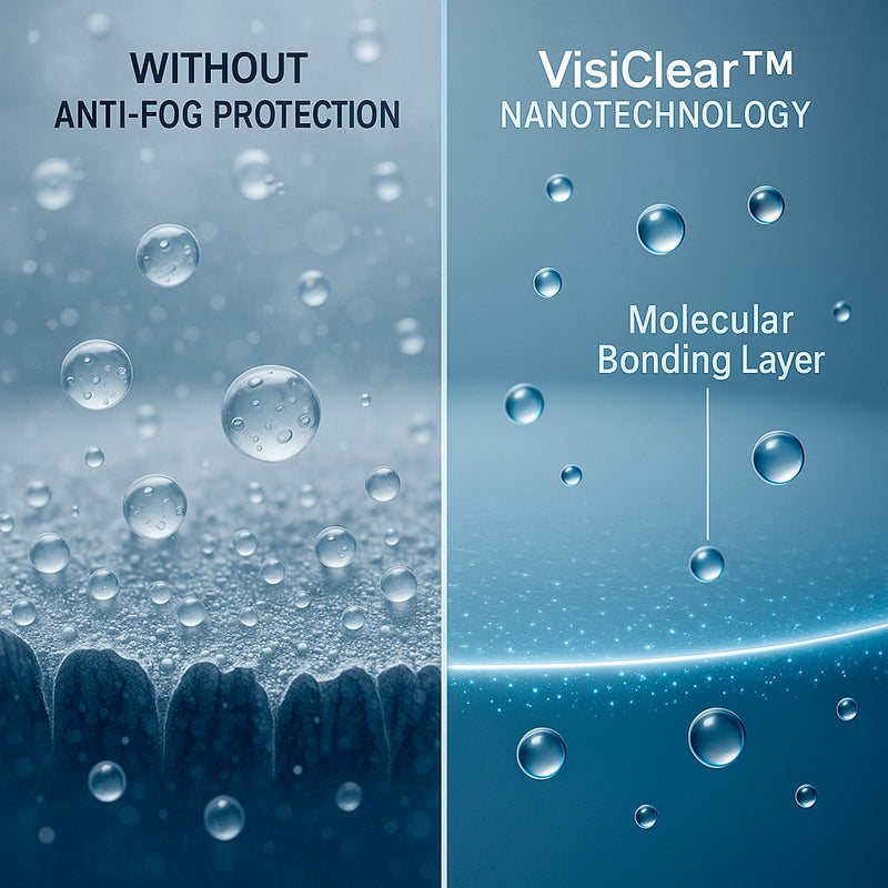 Comparison of water droplets on a surface with and without VisiClear nanotechnology English Version.