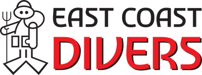 Logo of East Coast Divers with a stick figure diver icon.