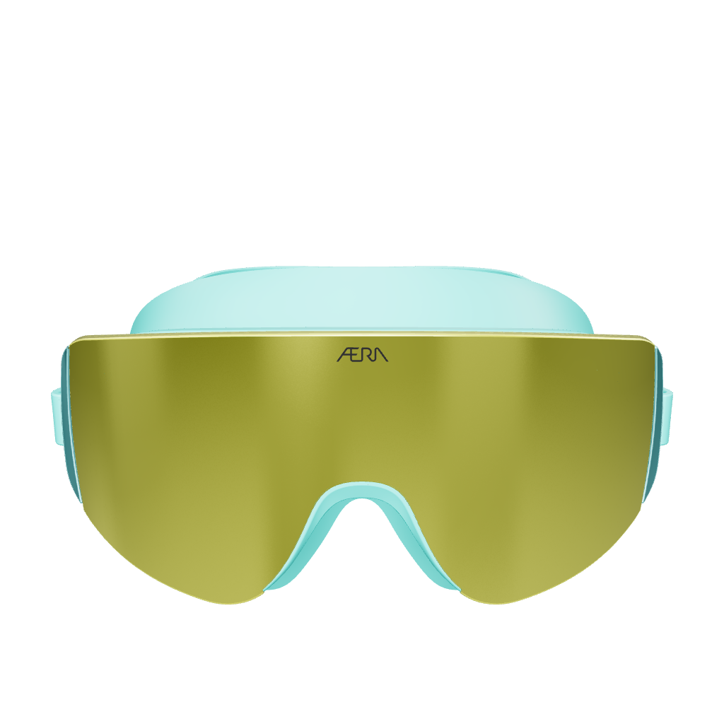 3D model of ÆRA Sports Emerald swim goggles, showcasing sleek design and high-performance lenses from all angles