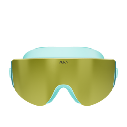 3D model of ÆRA Sports Emerald swim goggles, showcasing sleek design and high-performance lenses from all angles